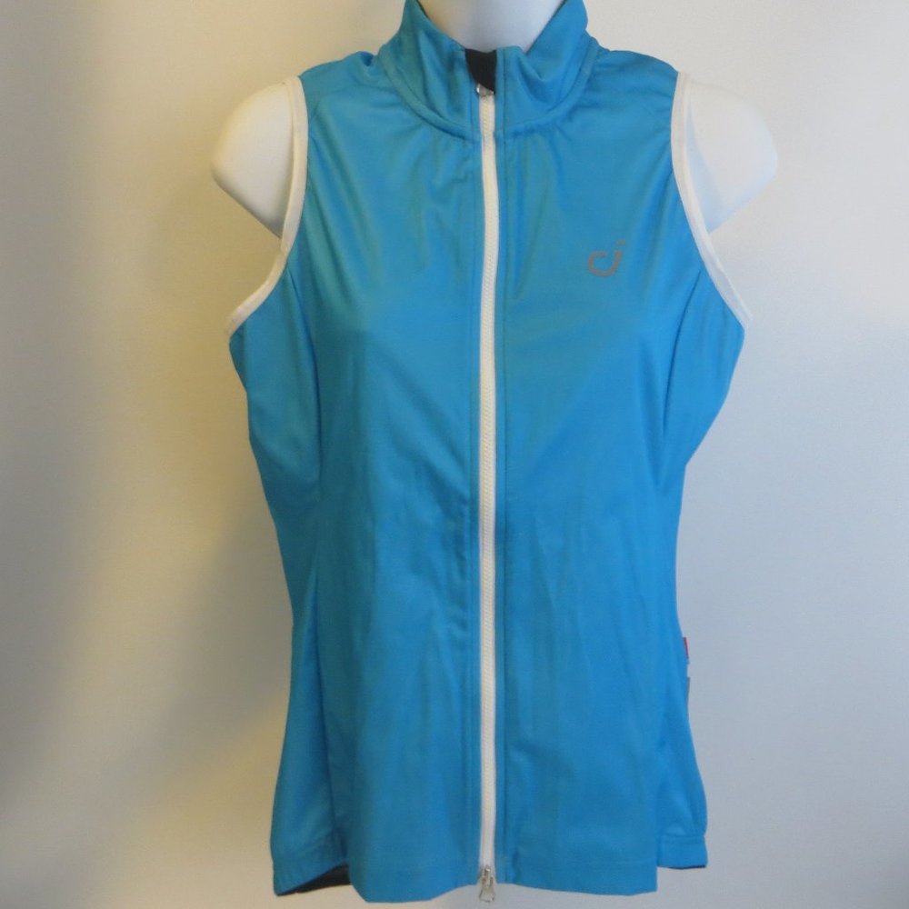 Velocio Women's Wind Cycling Vest Cyan Turquoise Blue Size M NWT Minor Defects